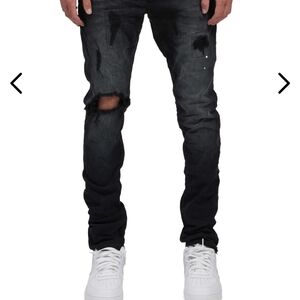 Men's Distressed Black Skinny Jeans